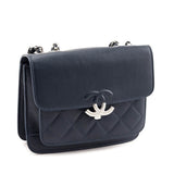 Chanel Navy Caviar Quilted CC Box Flap