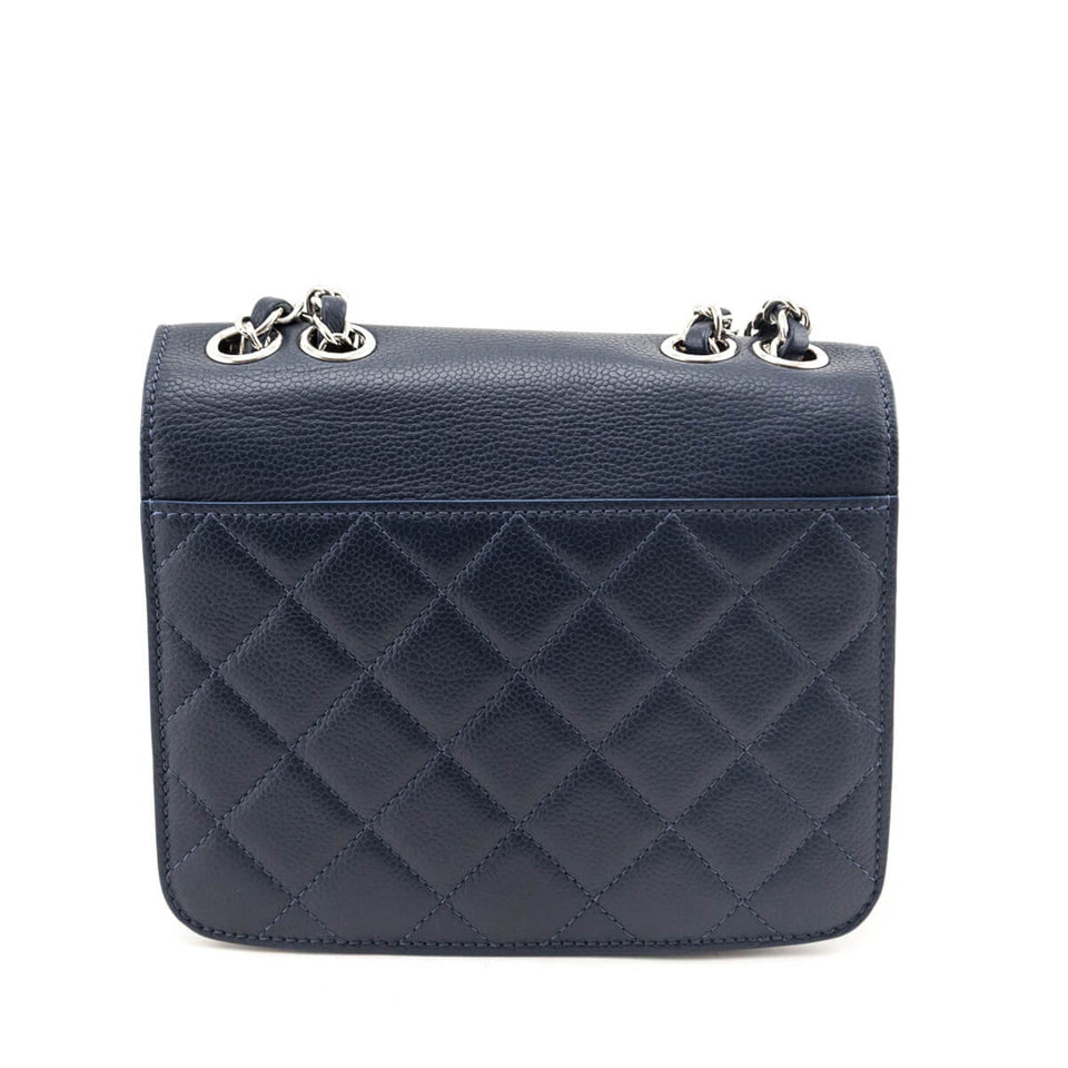 Chanel Navy Caviar Quilted CC Box Flap