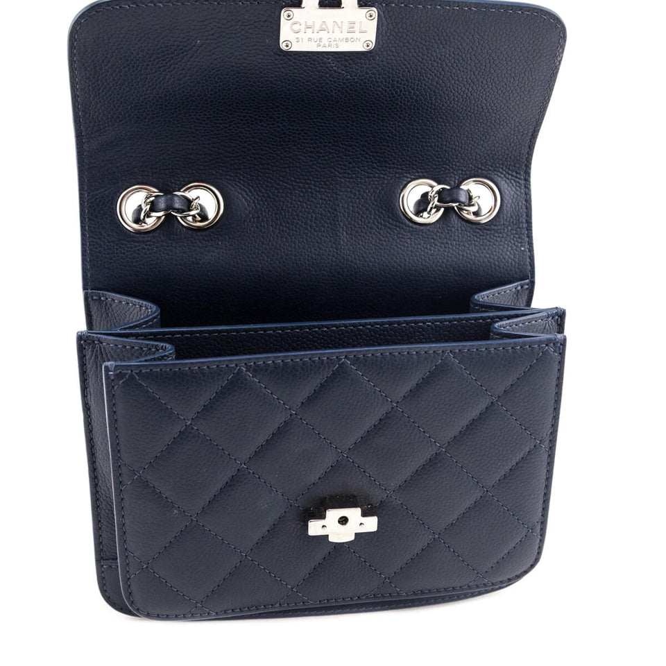 Chanel Navy Caviar Quilted CC Box Flap