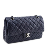 Chanel Navy Quilted Lambskin Medium Soft Double Flap Bag