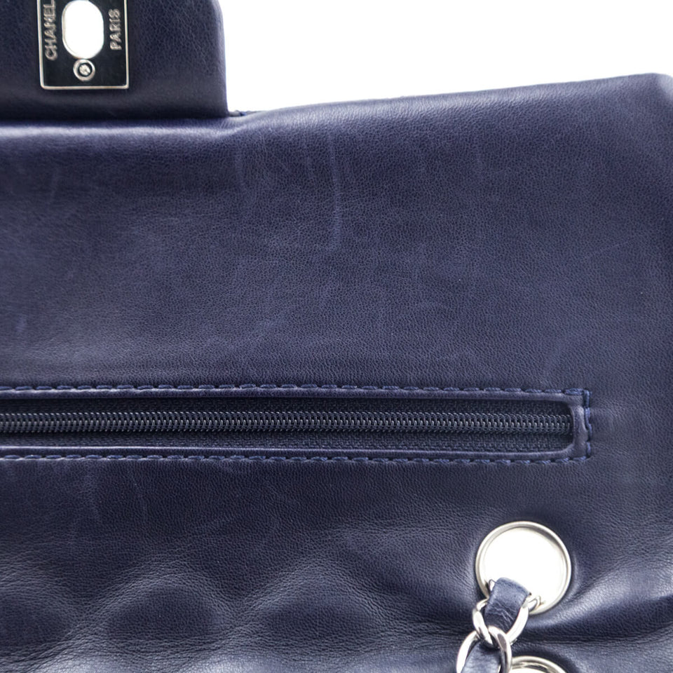 Chanel Navy Quilted Lambskin Medium Soft Double Flap Bag