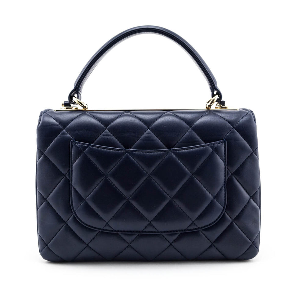 Chanel Navy Quilted Lambskin Small Trendy CC Top Handle Flap Bag