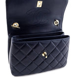 Chanel Navy Quilted Lambskin Small Trendy CC Top Handle Flap Bag