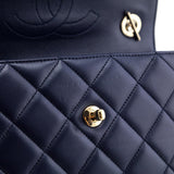 Chanel Navy Quilted Lambskin Small Trendy CC Top Handle Flap Bag