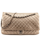 Chanel Pale Gold Metallic Calfskin Quilted XXL Travel Flap Bag