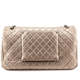Chanel Pale Gold Metallic Calfskin Quilted XXL Travel Flap Bag