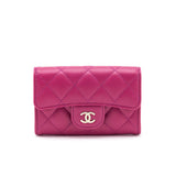 Chanel Pink Quilted Caviar Flap Card Holder