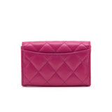 Chanel Pink Quilted Caviar Flap Card Holder