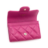 Chanel Pink Quilted Caviar Flap Card Holder