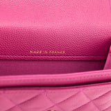 Chanel Pink Quilted Caviar Flap Card Holder