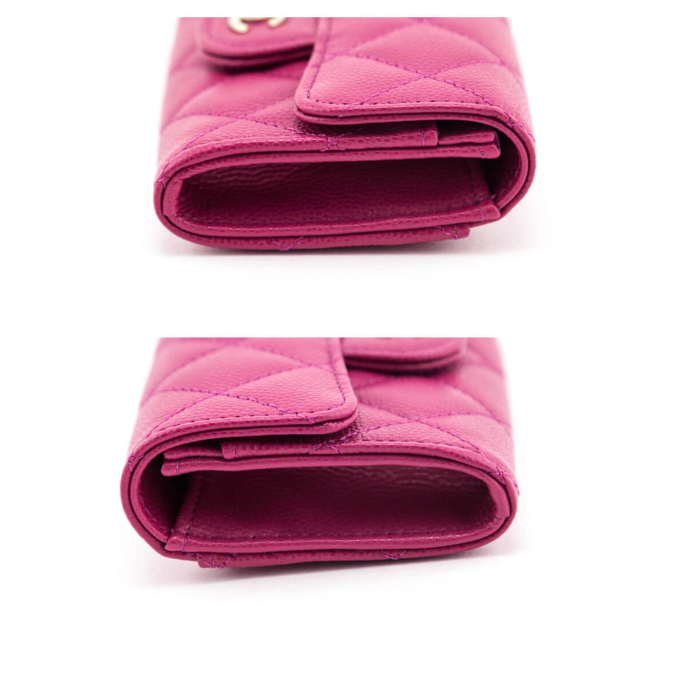 Chanel Pink Quilted Caviar Flap Card Holder
