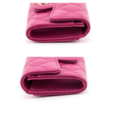Chanel Pink Quilted Caviar Flap Card Holder