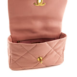 Chanel Pink Shiny Goatskin Quilted Medium Chanel 19 Flap Bag