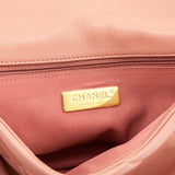 Chanel Pink Shiny Goatskin Quilted Medium Chanel 19 Flap Bag