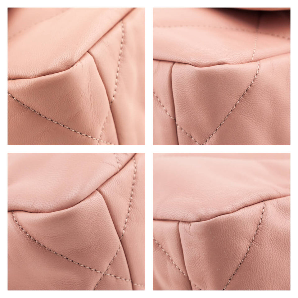 Chanel Pink Shiny Goatskin Quilted Medium Chanel 19 Flap Bag