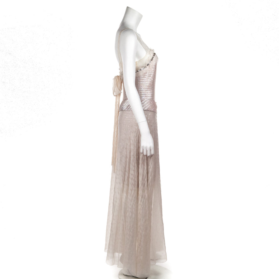 Chanel Pink Tweed and Chiffon Dress Size M | FR 40