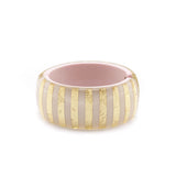 Chanel Pink & Gold Striped Resin & Faux Pearl CC Hinged Bracelet