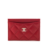 Chanel Red Caviar Quilted Card Holder