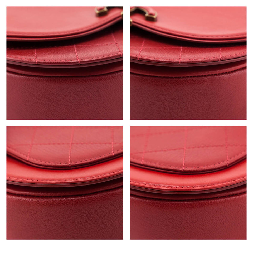 Chanel Red Shiny Calfskin & Quilted Goatskin Small Coco Curve Messenger Flap Bag