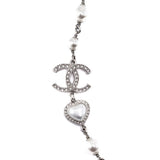 Chanel Silver Faux Pearl CC Necklace