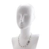 Chanel Silver Faux Pearl CC Necklace