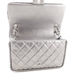 Chanel Silver Lambskin Quilted Large Chain All Over Flap Bag