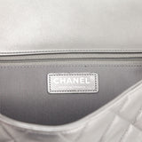 Chanel Silver Lambskin Quilted Large Chain All Over Flap Bag