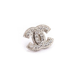 Chanel Silver Strass CC Stud Earrings