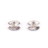 Chanel Silver Strass CC Stud Earrings