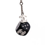 Chanel Silver & Black Crystal CC Dice Pendant Necklace
