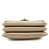 Chanel Taupe Patent Patent Quilted 3 Accordion Jumbo Flap Bag