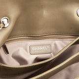 Chanel Taupe Patent Patent Quilted 3 Accordion Jumbo Flap Bag