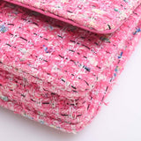 Chanel Tweed Quilted Wallet On Chain WOC Pink