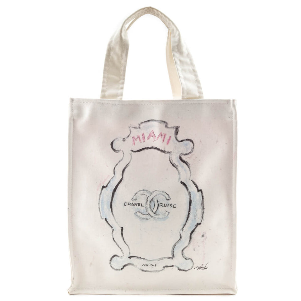 Chanel White Canvas Chanel Cruise Miami Tote