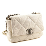 Chanel White Crumpled Calfskin Quilted Medium Chanel 19