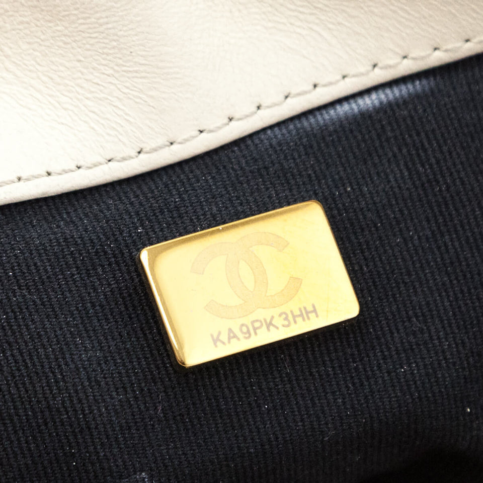 Chanel White Crumpled Calfskin Quilted Medium Chanel 19