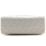 Chanel White Quilted Lambskin Vintage CC Tote Bag