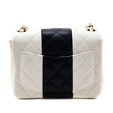Chanel White & Black Lambskin Quilted Mini Square Flap Bag