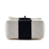 Chanel White & Black Lambskin Quilted Mini Square Flap Bag