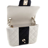 Chanel White & Black Lambskin Quilted Mini Square Flap Bag