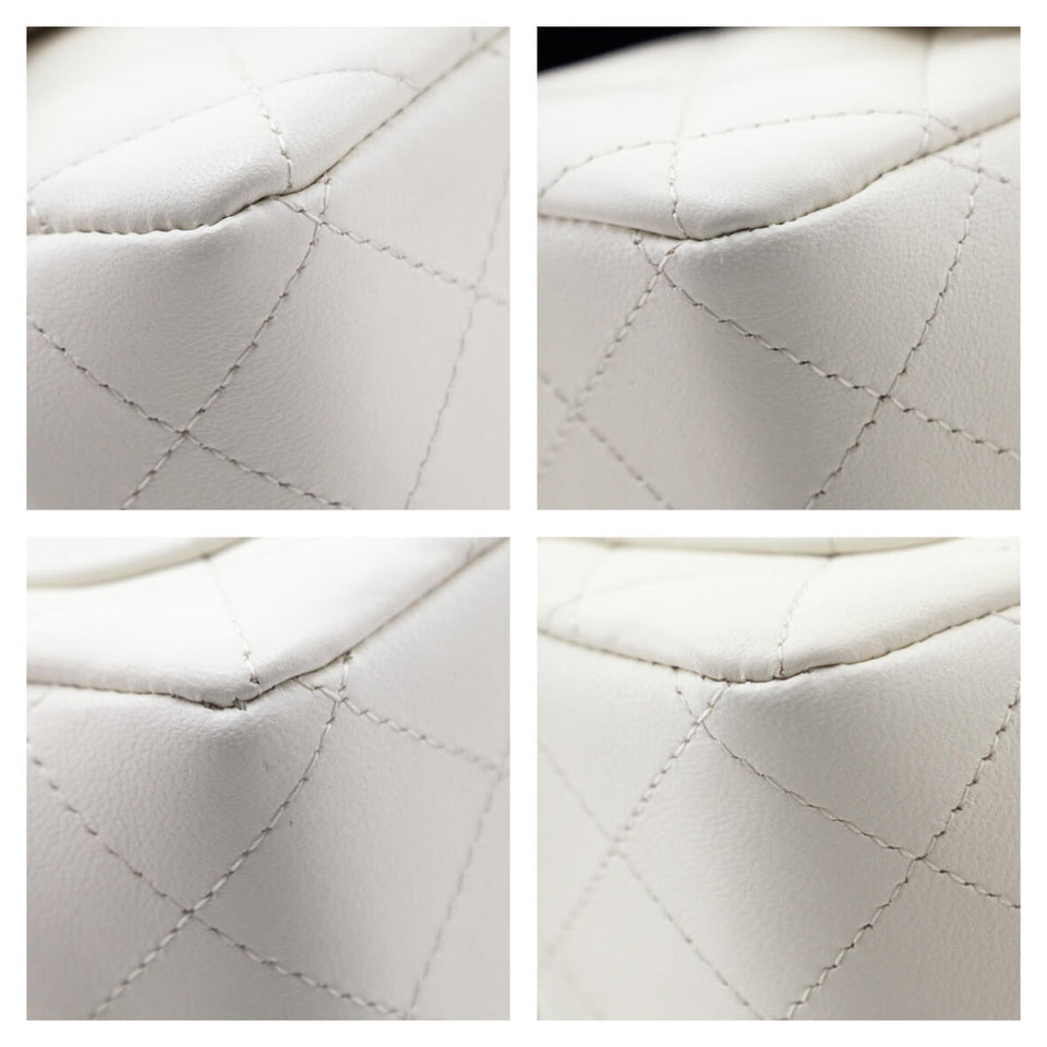 Chanel White & Black Lambskin Quilted Mini Square Flap Bag