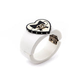 Chanel White & Black Valentine Heart Resin Cuff