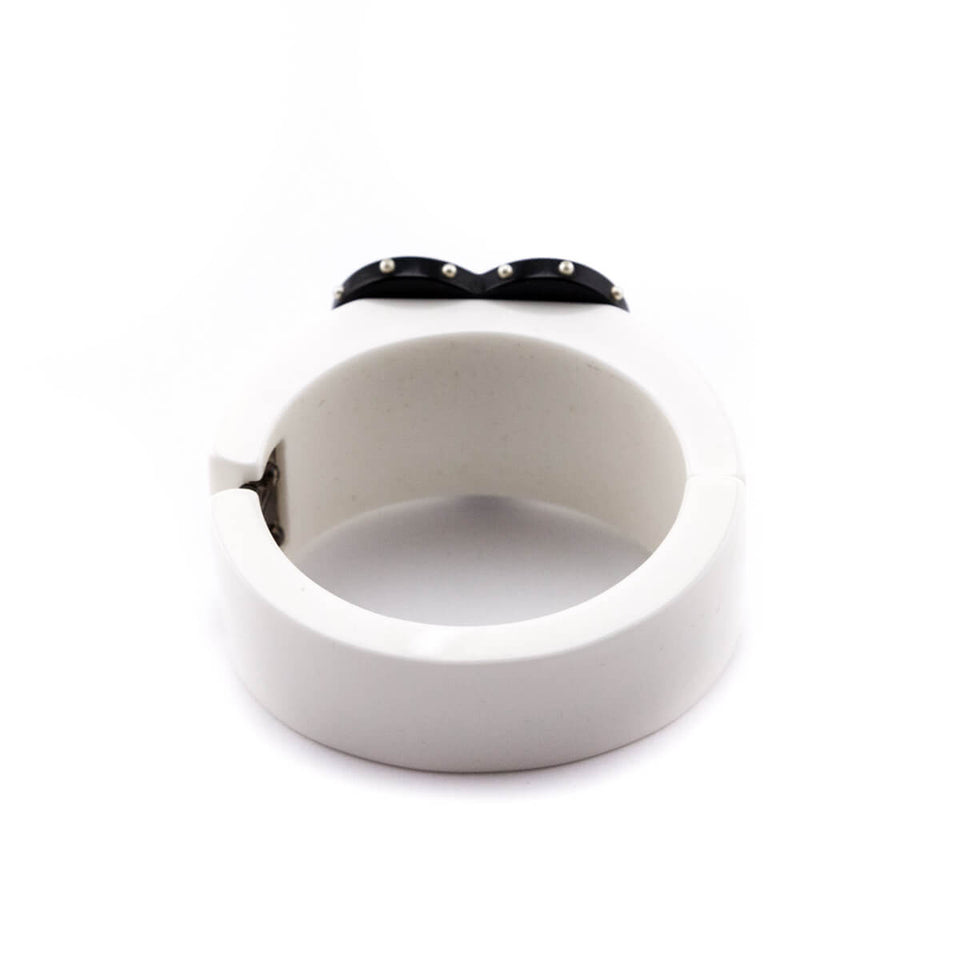 Chanel White & Black Valentine Heart Resin Cuff