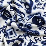 Chanel White & Blue Silk CC Icon Scarf