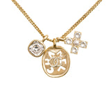 Chanel 2021 Multi Motif Crystal Gold Tone Pendant Necklace