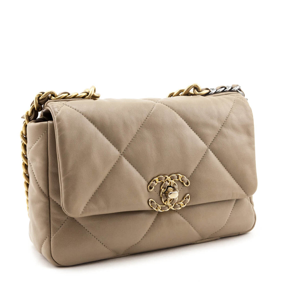 Chanel Beige Lambskin Quilted Medium Chanel 19
