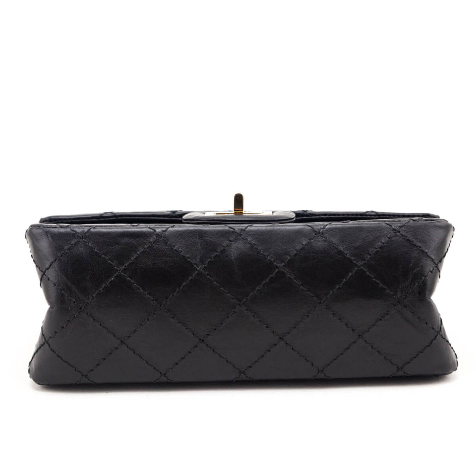 Chanel Black Aged Calfskin Quilted 2.55 Reissue Mini Flap Bag