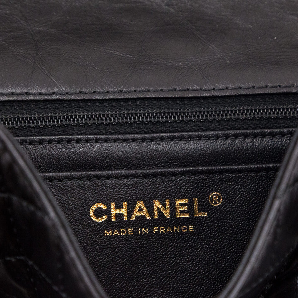 Chanel Black Aged Calfskin Quilted 2.55 Reissue Mini Flap Bag