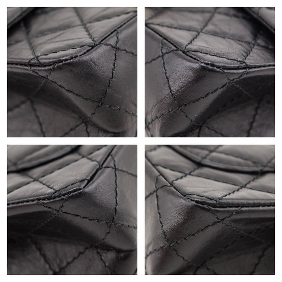 Chanel Black Aged Calfskin Quilted 2.55 Reissue Mini Flap Bag
