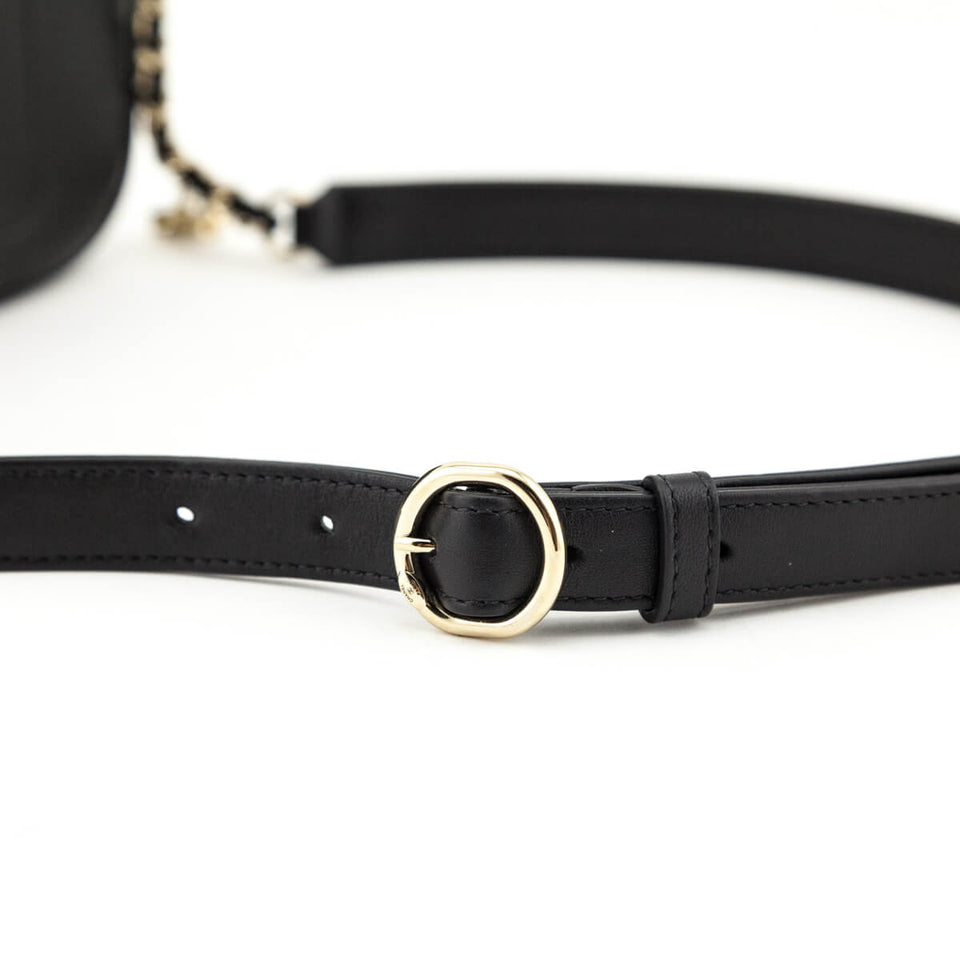 Chanel Black Lambskin CC Mania Waist Bag